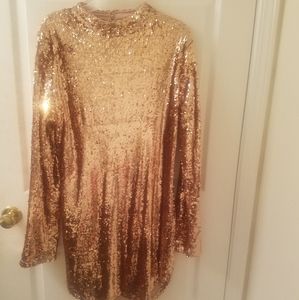 Rose gold sequin mini dress